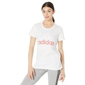 Adidas Women's Badge of Sport Logo Cotton T-Shirt - White/Almost Pink Size XS